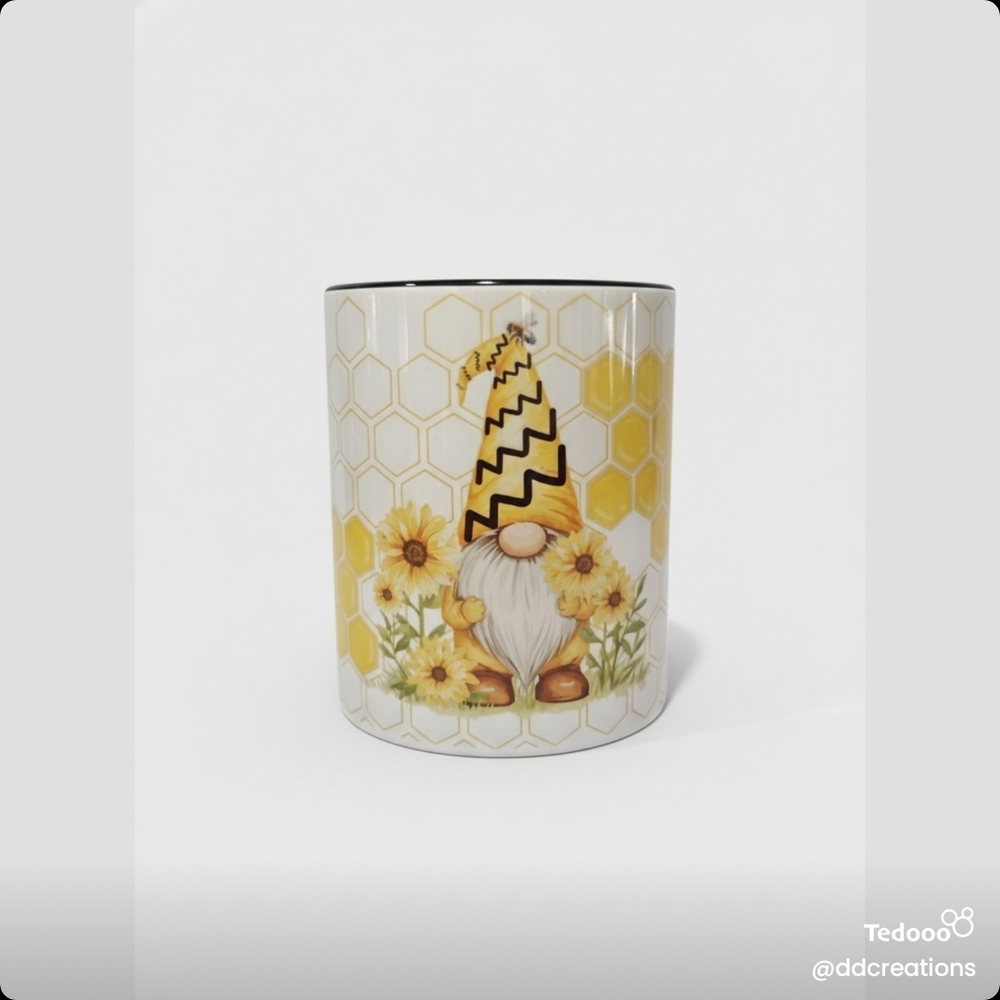 Gnome Mug with Sunflower Design
